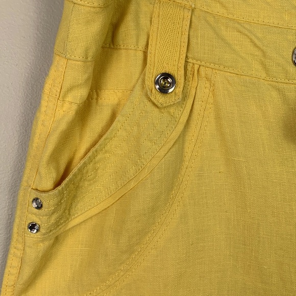 INC International Concepts Yellow Linen Drawstring Wide Leg Pants Crystal Detail - Picture 5 of 9